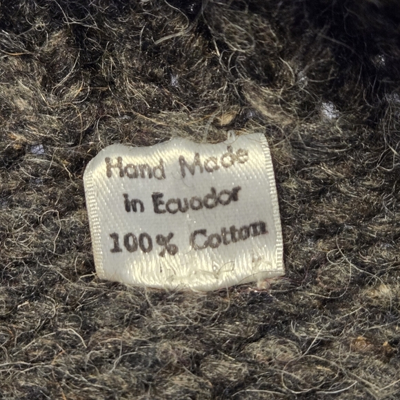 Knit Peruvian Chunky Sweater 100% Cotton Flowers Embroidered Gray L XL Casual... - Picture 9 of 9